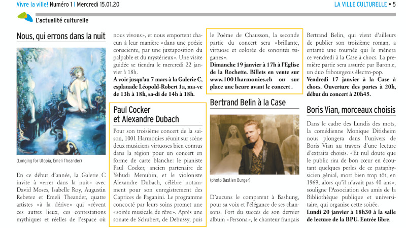 Zeitung Vivre la Ville : « Paul Coker et Alexandre Dubach »