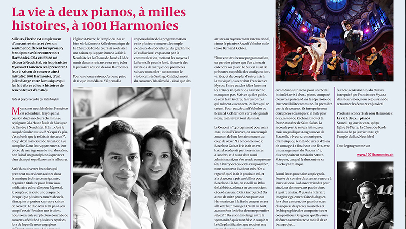 L’Agenda « La vie à deux pianos, à milles histoires, à 1001 Harmonies »
