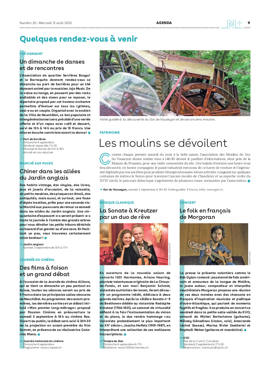 31 août 2022, article du journal de la ville de Neuchâtel