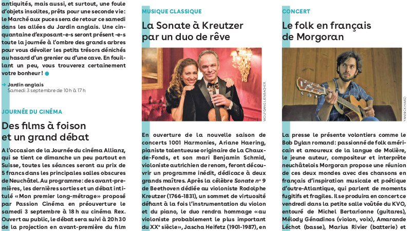 Journal de Neuchâtel « La Sonate à Kreutzer par un duo de rêve »